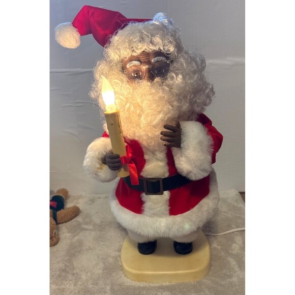 Santas Best Motionette African American With Candle 18" Light-Up Vintage - Picture 2 of 10